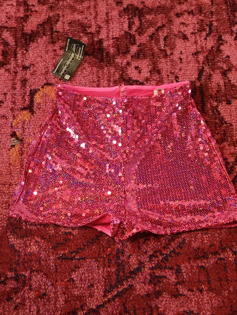 Roma Hot Pink Sequin High-Waist Women's Shorts